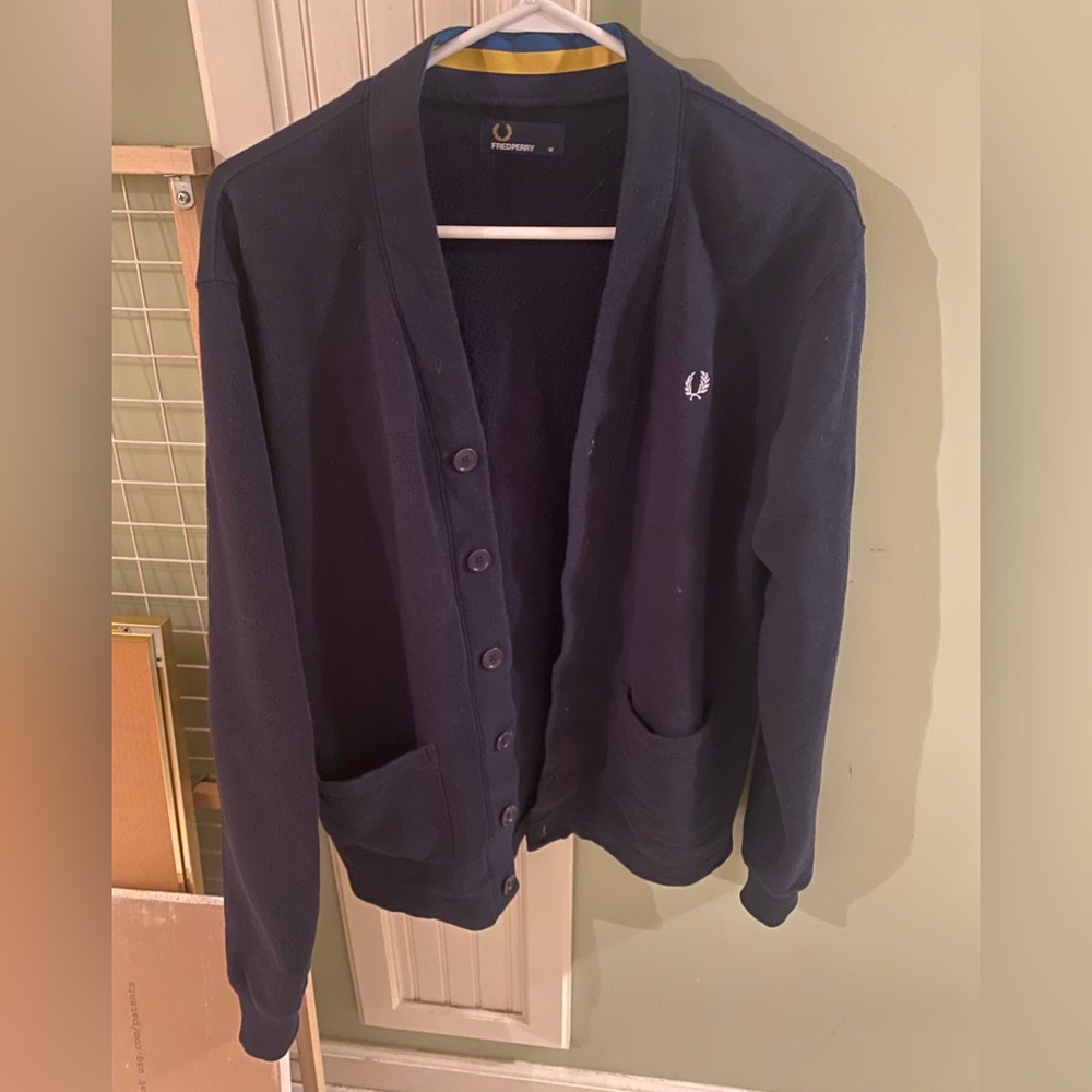 Fred Perry Dark Blue Button-Up Cardigan
